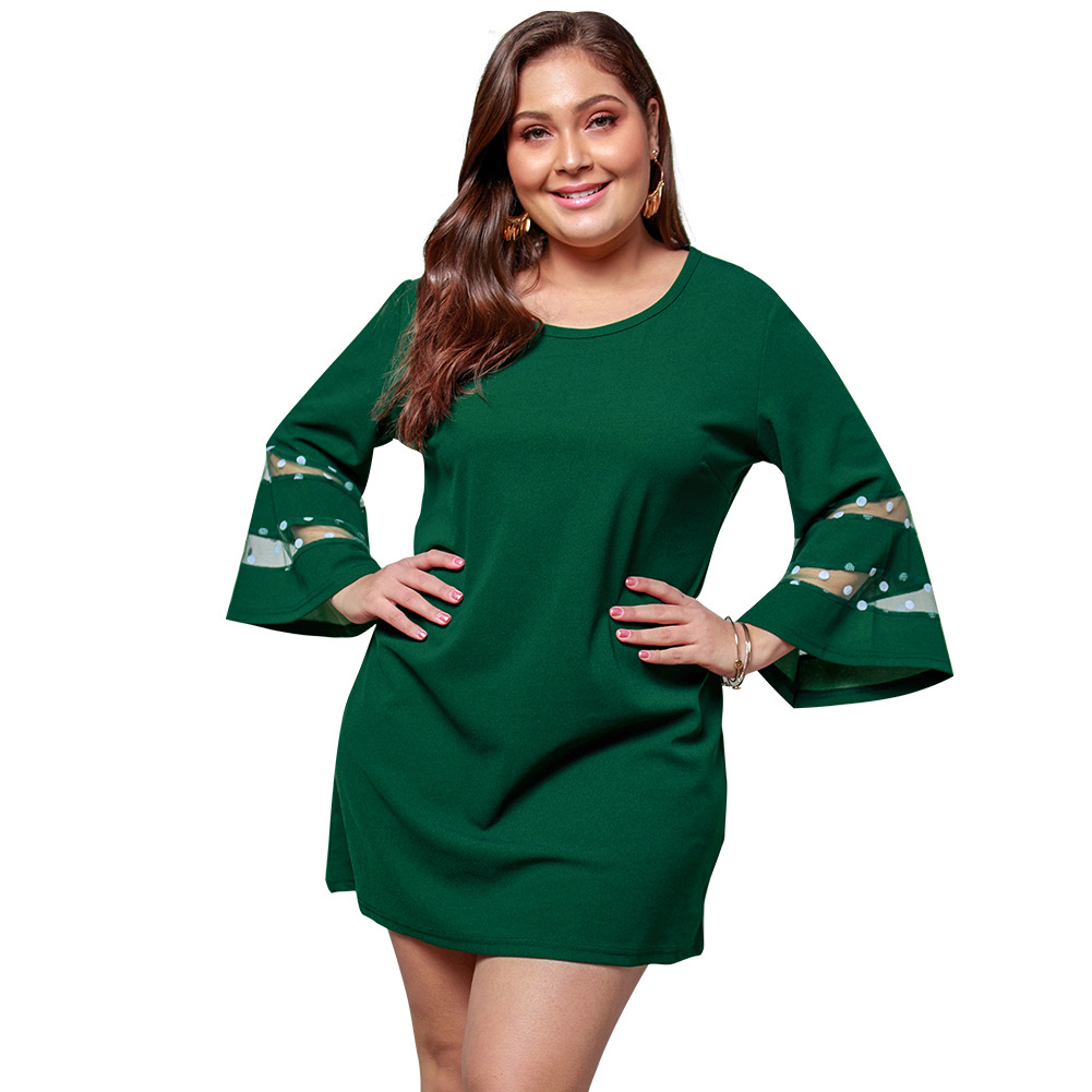 Plus Size Womens Dress Original Design Short Sleeve Round Neck Solid Color Casual Wear for Every Season OEM