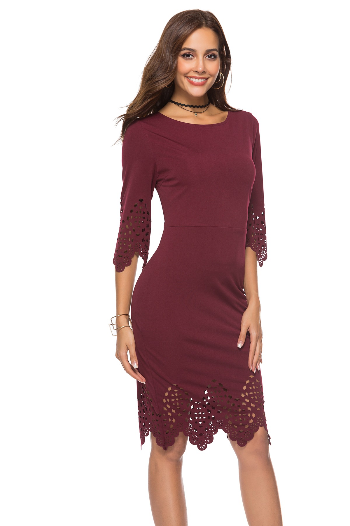 Silk Pencil Dress Summer Style Round Neck Elegant Design Perfect for Parties and Events Wholesale Available
