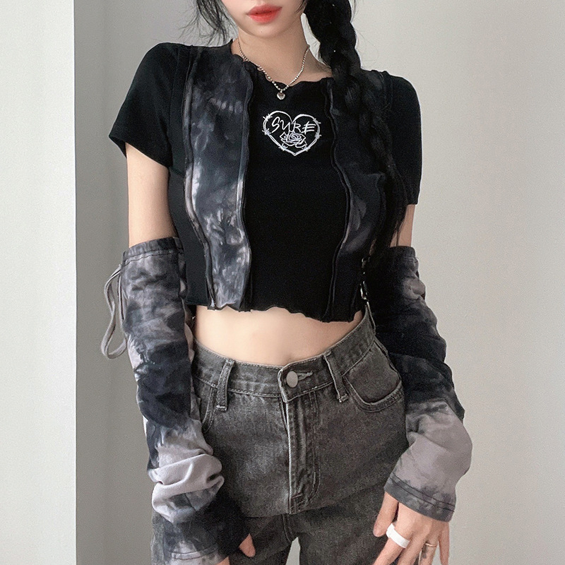 Black Long Sleeve T Shirt Off Shoulder Design Sheer Mesh Cropped Fit Casual Wear for Women Wholesale Available