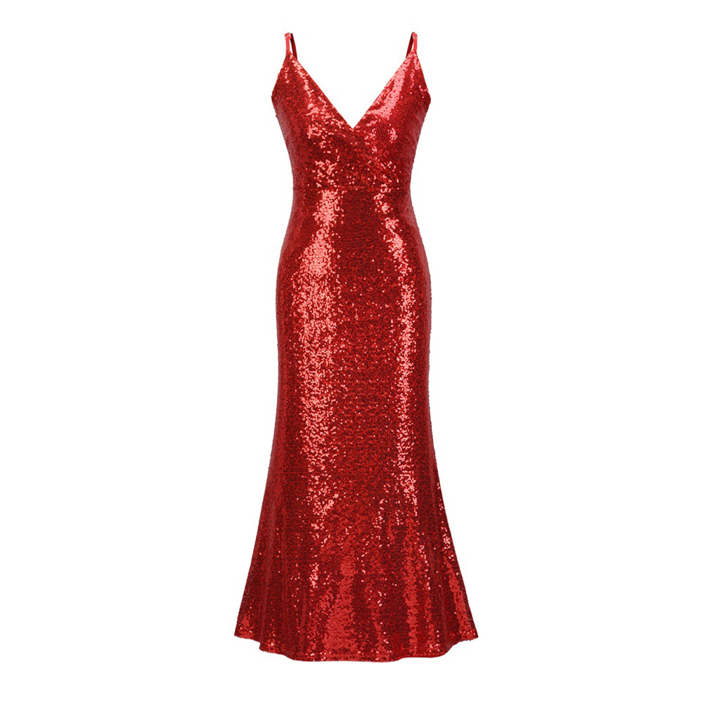 Elegant Womens Dress Solid Color Spaghetti Strap Sequin Detail Spring Summer Occasion Wear Wholesale Available