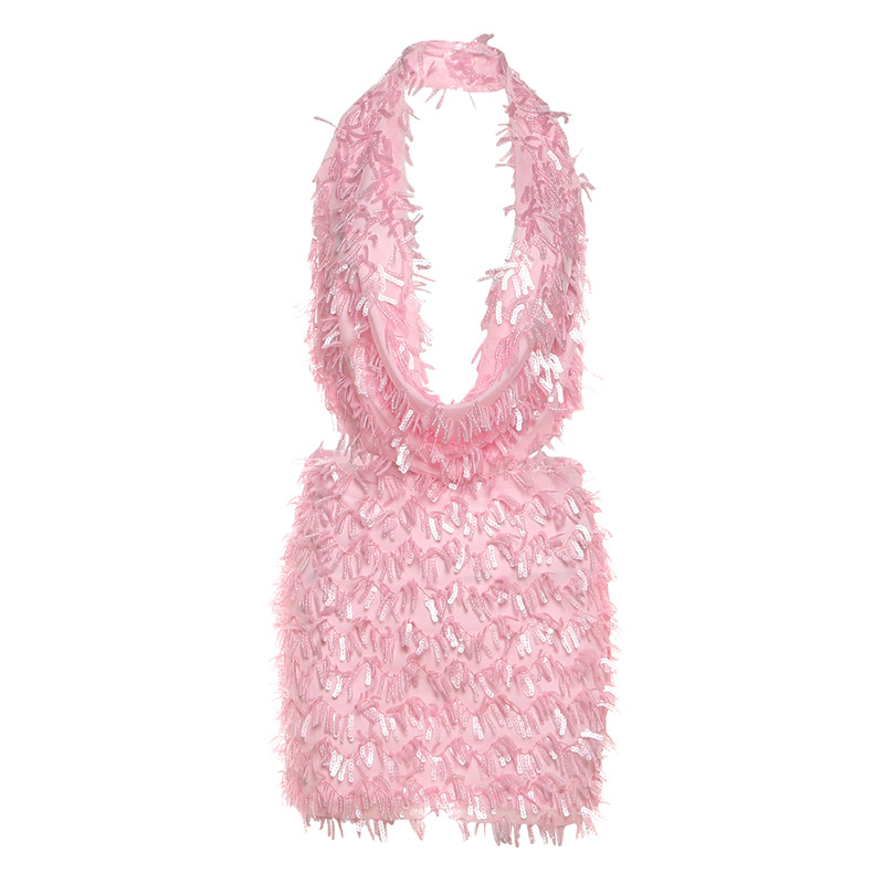 European and American Cross border Wholesale Autumn Fashion New Women's Halter Deep V neck Sexy Short Skirt Set