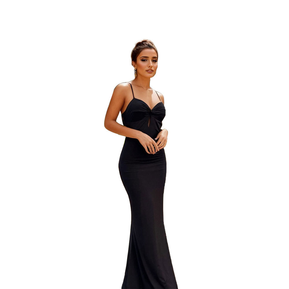 Sexy Women's Dress with High Sense of Style, Spring Summer New Sling Bodycon Evening Gown Long Skirt