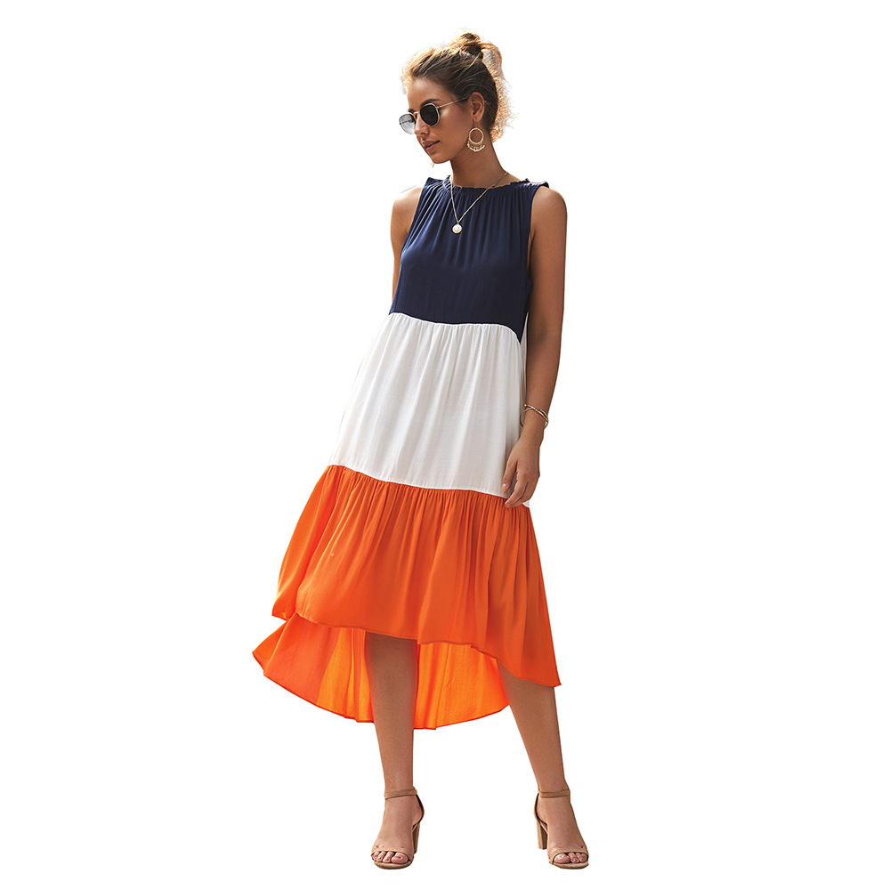 Summer Womens Color Block Dress Stylish Design Multiple Colors Comfortable Fit Perfect for Casual Outings