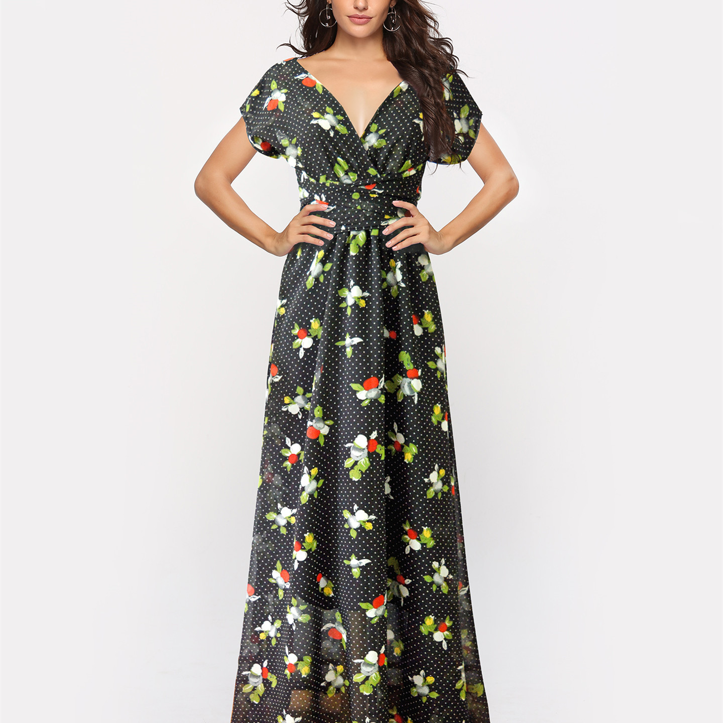 Floral Chiffon Dress Versatile Style Elegant Design Comfortable Fit Perfect for Parties or Casual Outings OEM