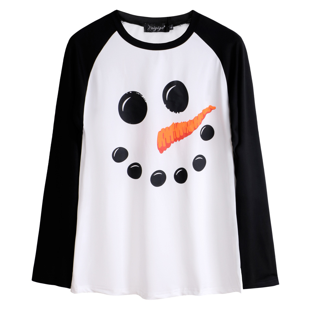 Womens Long Sleeve T Shirt Round Neck Printed Comfortable Fabric Autumn Fashion Christmas Occasion Wholesale