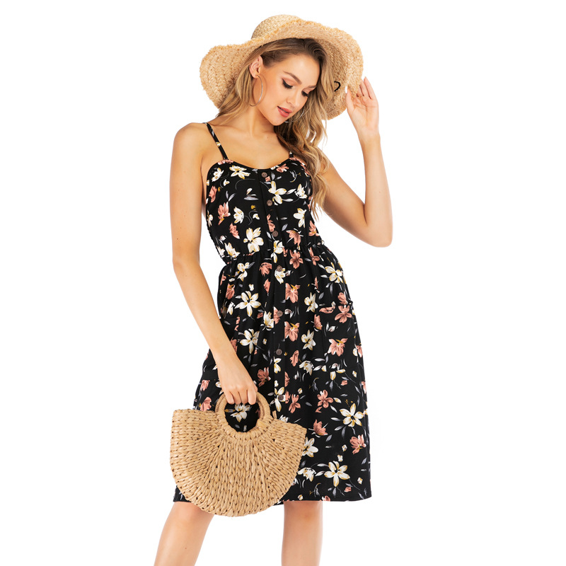 Chiffon Floral Print Maxi Dress High Waist Sleeveless Lightweight Spring Summer Casual Wear Wholesale Available