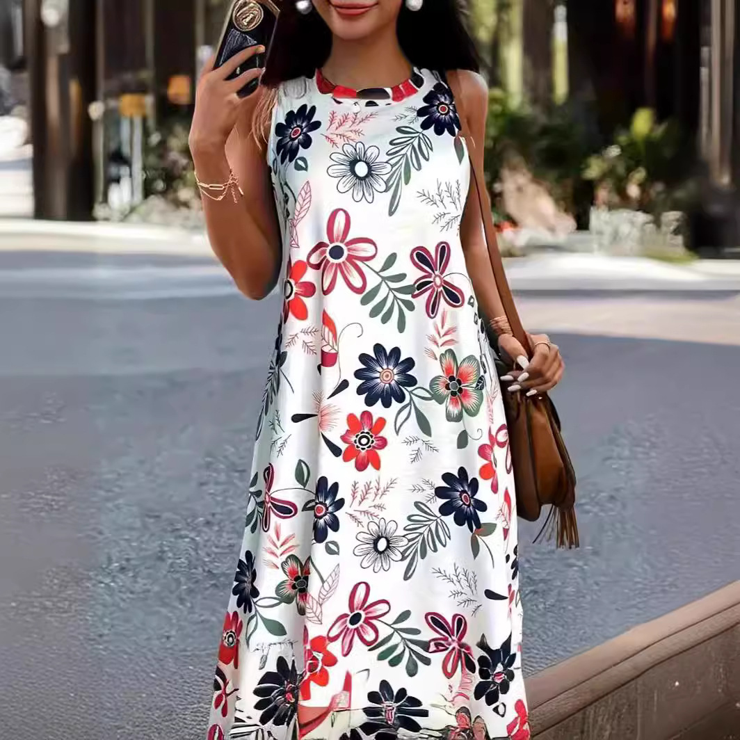 Floral Print Maxi Dress for Women Sleeveless Casual Style Comfortable Fit Perfect for Summer Outings Wholesale
