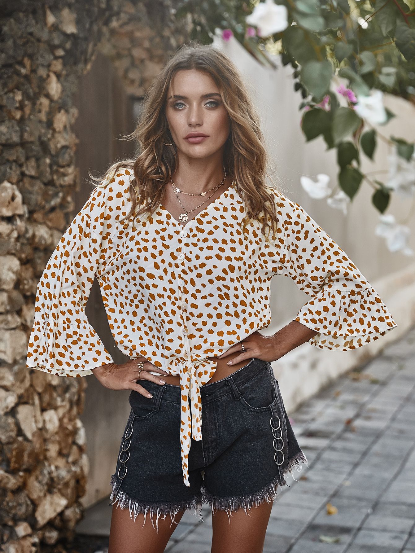 Womens Polka Dot Top Original Design Trendy Style Fashionable Elements Perfect for Casual Wear Wholesale Available
