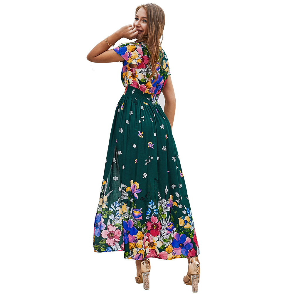 Fashionable Womens Cotton Dress Floral Print V Neck Summer Style Perfect for Casual Outings Wholesale Available