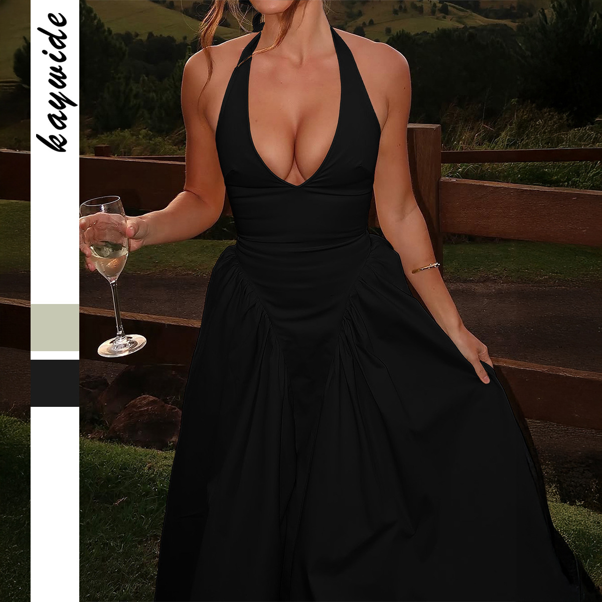 Elegant Long Dress with Halter Neck for Women