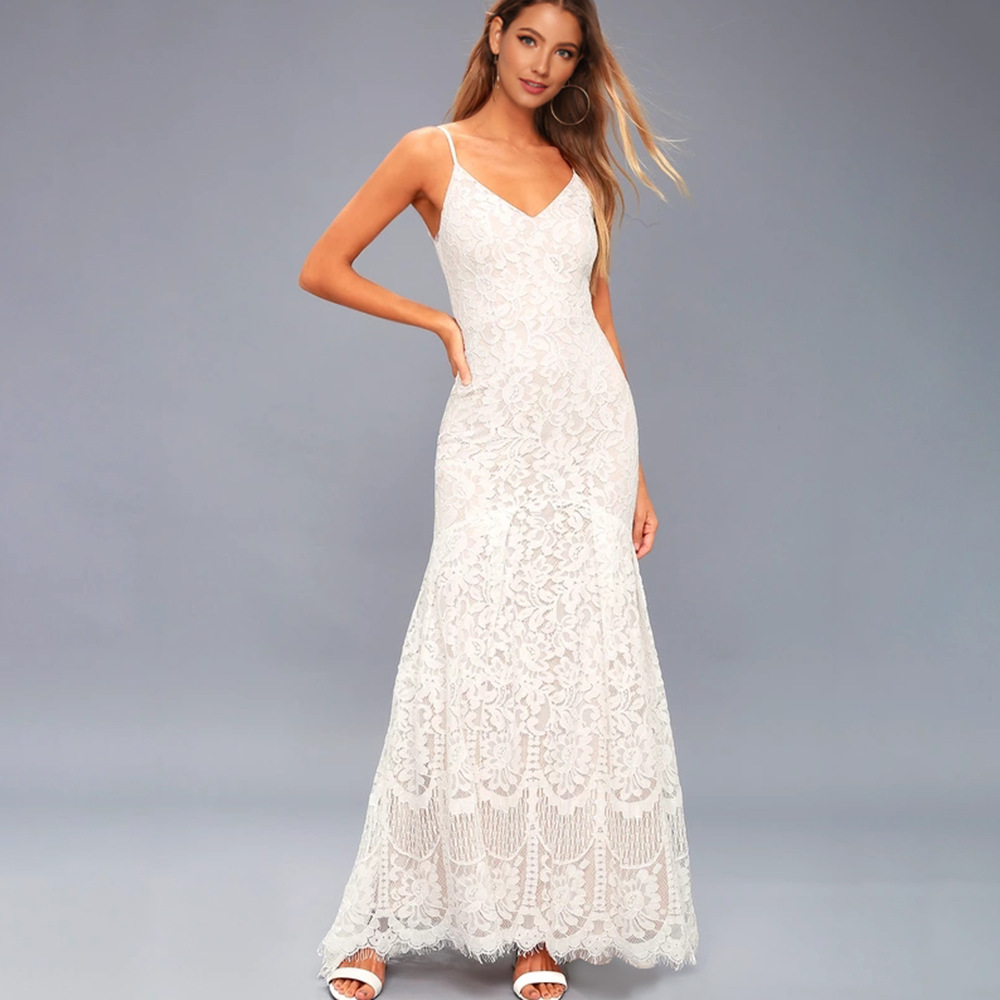 Lace Wedding Dress White Color Sleeveless Elegant Design Perfect for Bridal Occasions Wholesale Available