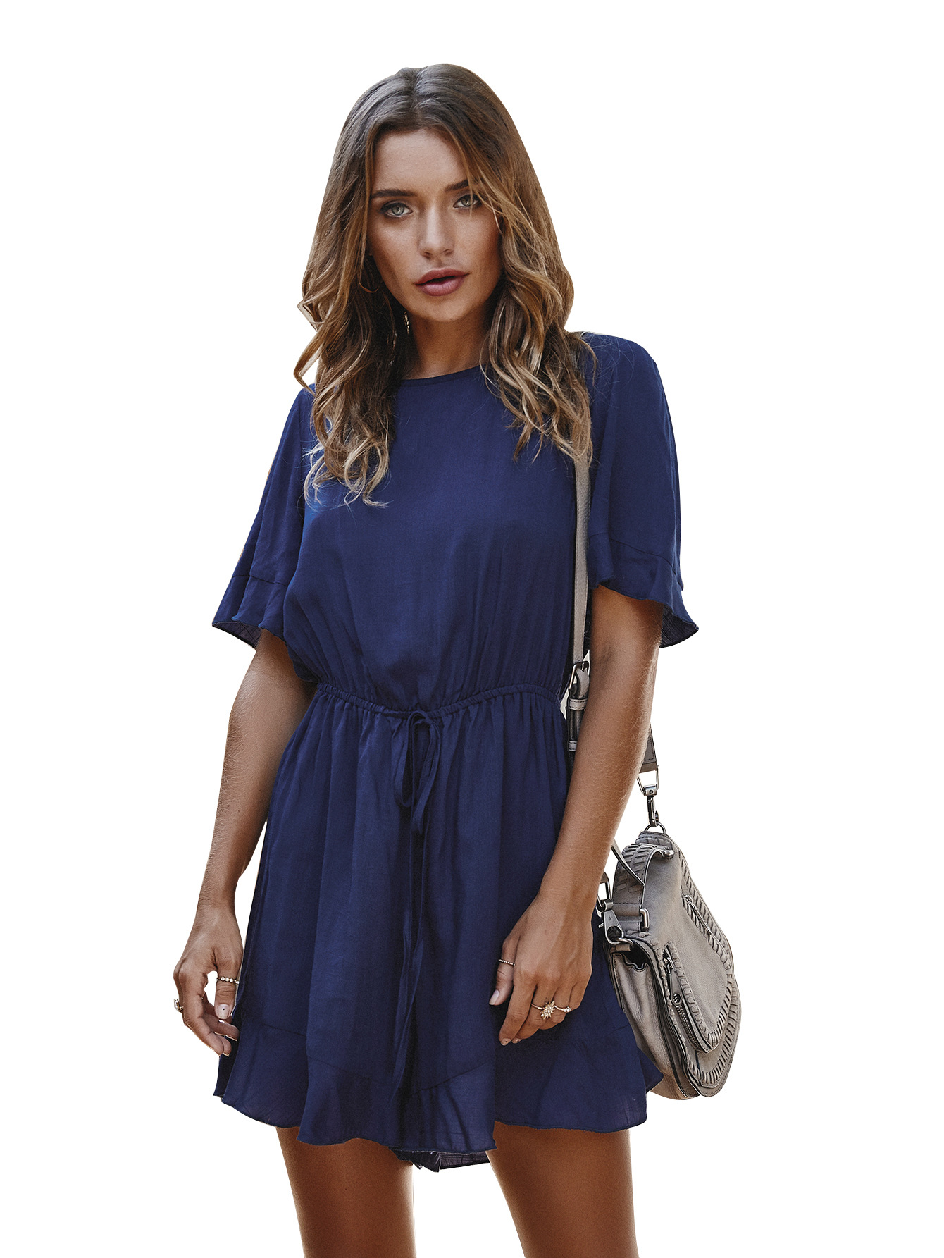 Womens Short Jumpsuit Solid Color Casual Style Lightweight Fabric Perfect for Spring Vacations Wholesale Available