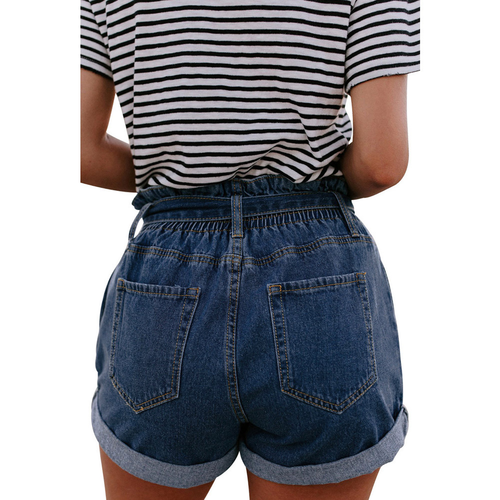 High Waisted Denim Shorts Rolled Hem Loose Fit Plus Size Summer Casual Wear for Women Wholesale Available