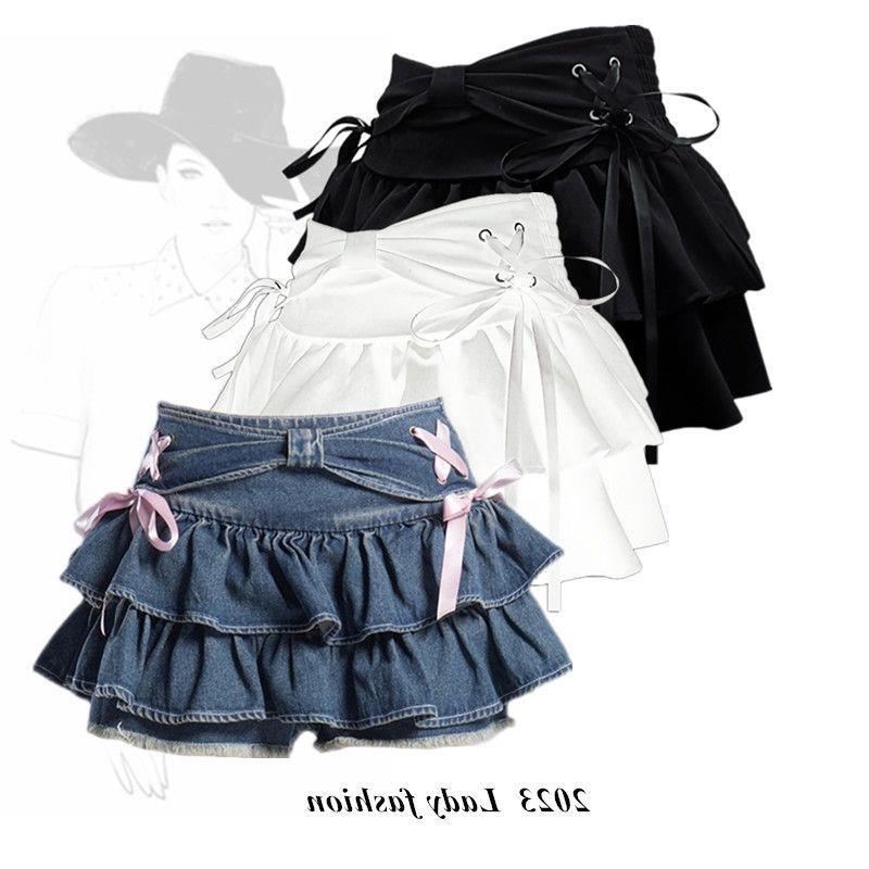 Blue Denim Pleated Skirt Slim A Line Design Trendy Style Versatile for Casual Wear Wholesale Available