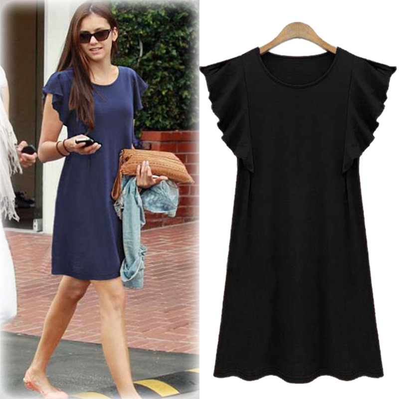 Plus Size A Line Dress Ruffle Sleeve Casual Flattering Fit Summer Wear for Curvy Women Wholesale Available