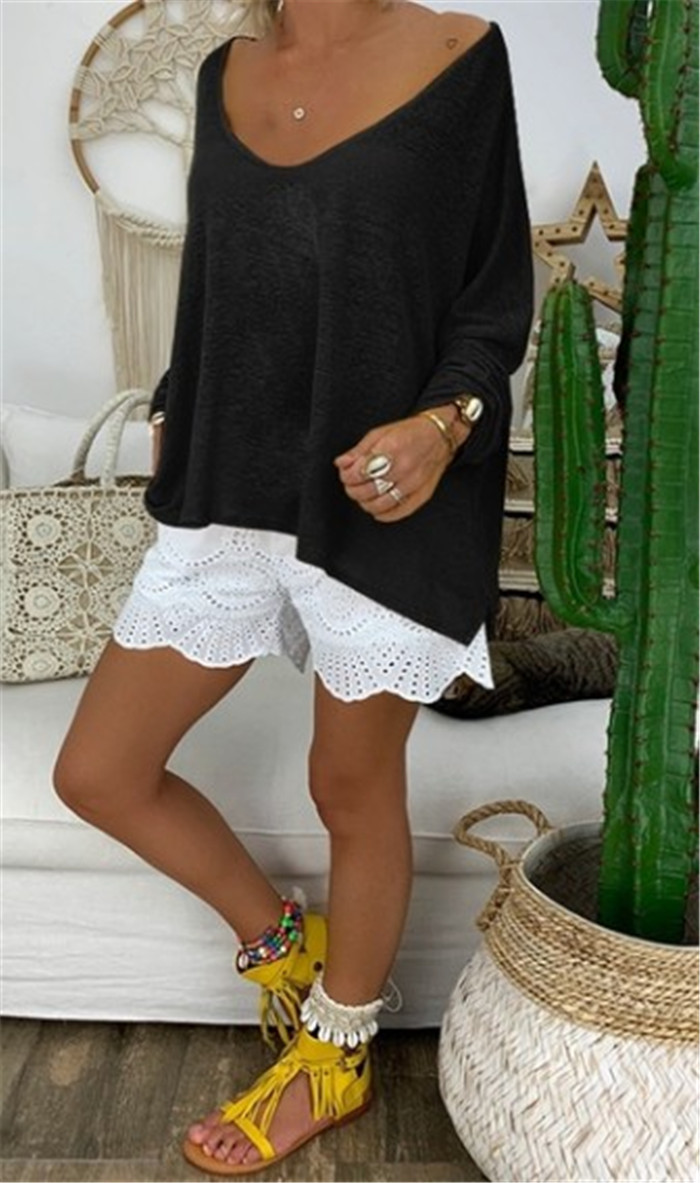Plus Size Womens Long Sleeve T Shirt Solid Color Loose Fit Versatile Style Casual Wear Wholesale Available