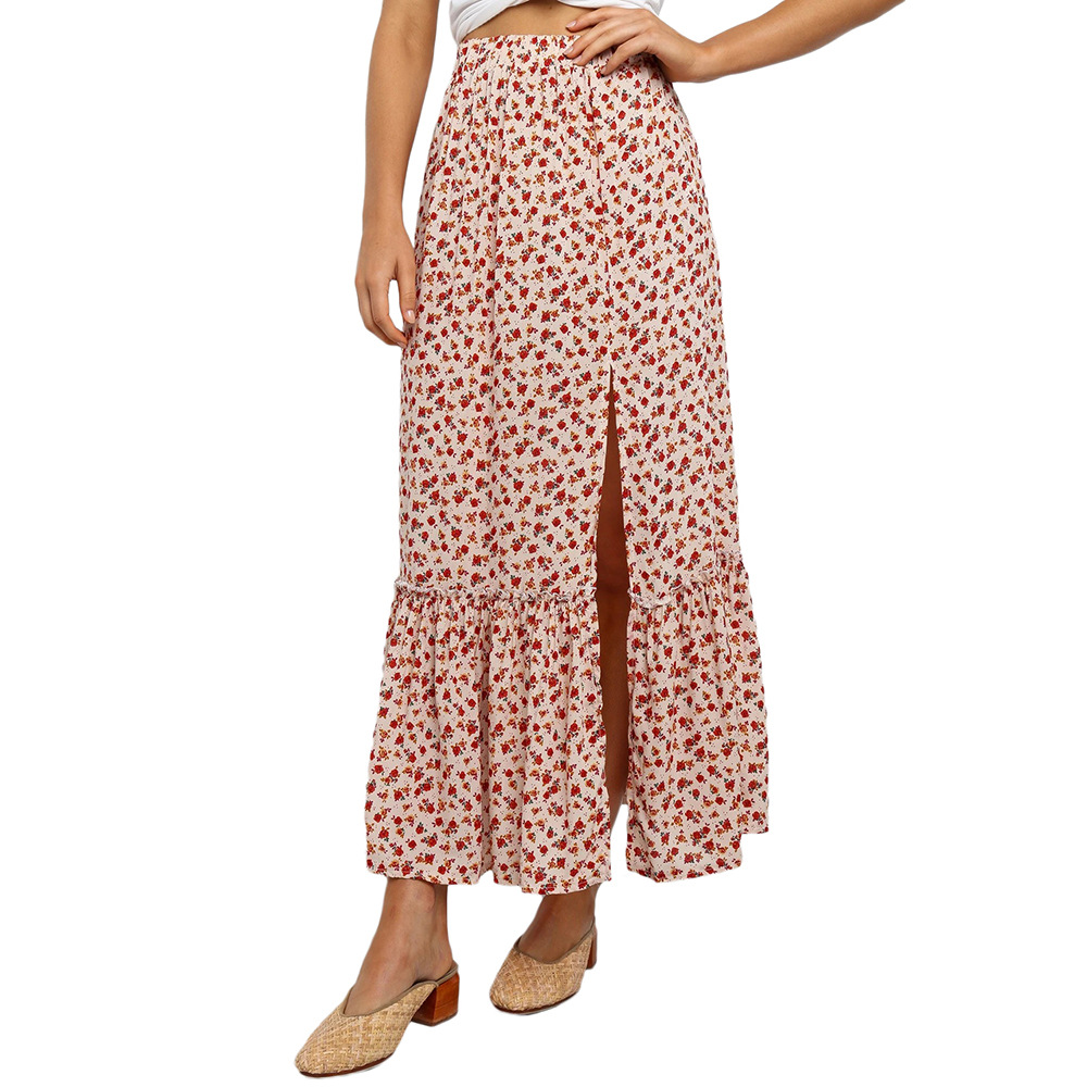 Vintage Floral High Waist Asymmetrical Maxi Skirt Summer Collection Womens Fashion Wholesale Available