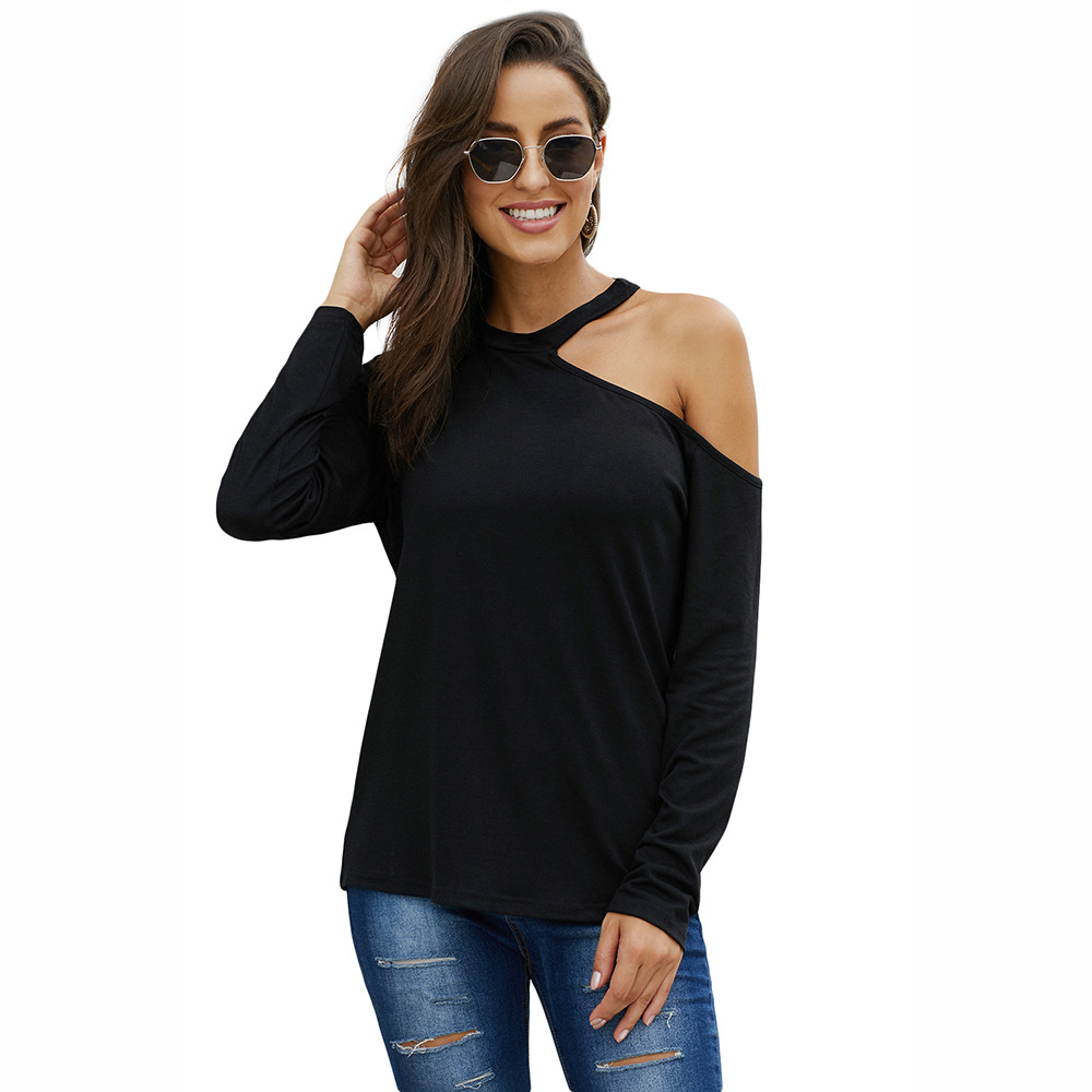 Womens Asymmetrical One Shoulder Top Long Sleeve Slim Fit Stylish Neckline Fall Fashion Wholesale Available