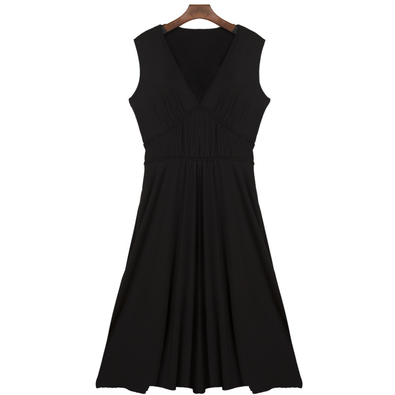 Summer A Line Dress for Women V Neck Sleeveless Slim Fit Waist Defining Perfect for Casual Outings OEM Available