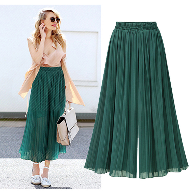 Wide Leg Chiffon Pants Loose Fit Comfortable Elastic Waist Summer Casual Wear for Women Wholesale Available