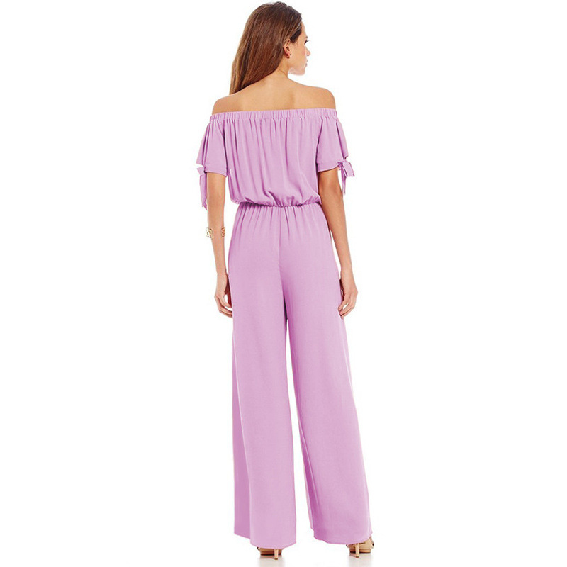 Off Shoulder Chiffon Jumpsuit Waist Tie Long Pants Stylish Sleeves Perfect for Parties and Events Wholesale