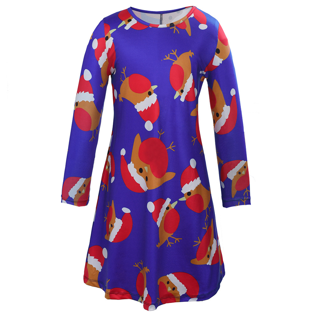 Custom Womens Long Sleeve Dress Christmas Print Family Matching Fall Collection Wholesale Available