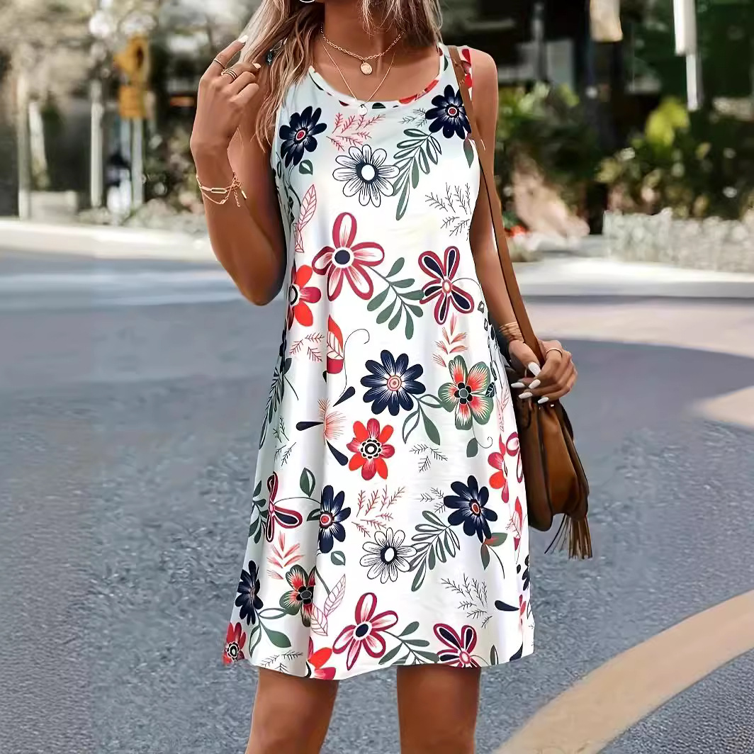 Floral Print Maxi Dress for Women Sleeveless Casual Style Comfortable Fit Perfect for Summer Outings Wholesale