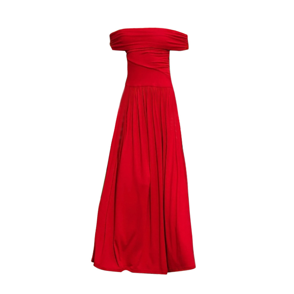 International Market Women's Fashion — Elegant Red Dress, Off Shoulder Design, Long Evening Gown — Spring Summer Style — Whole