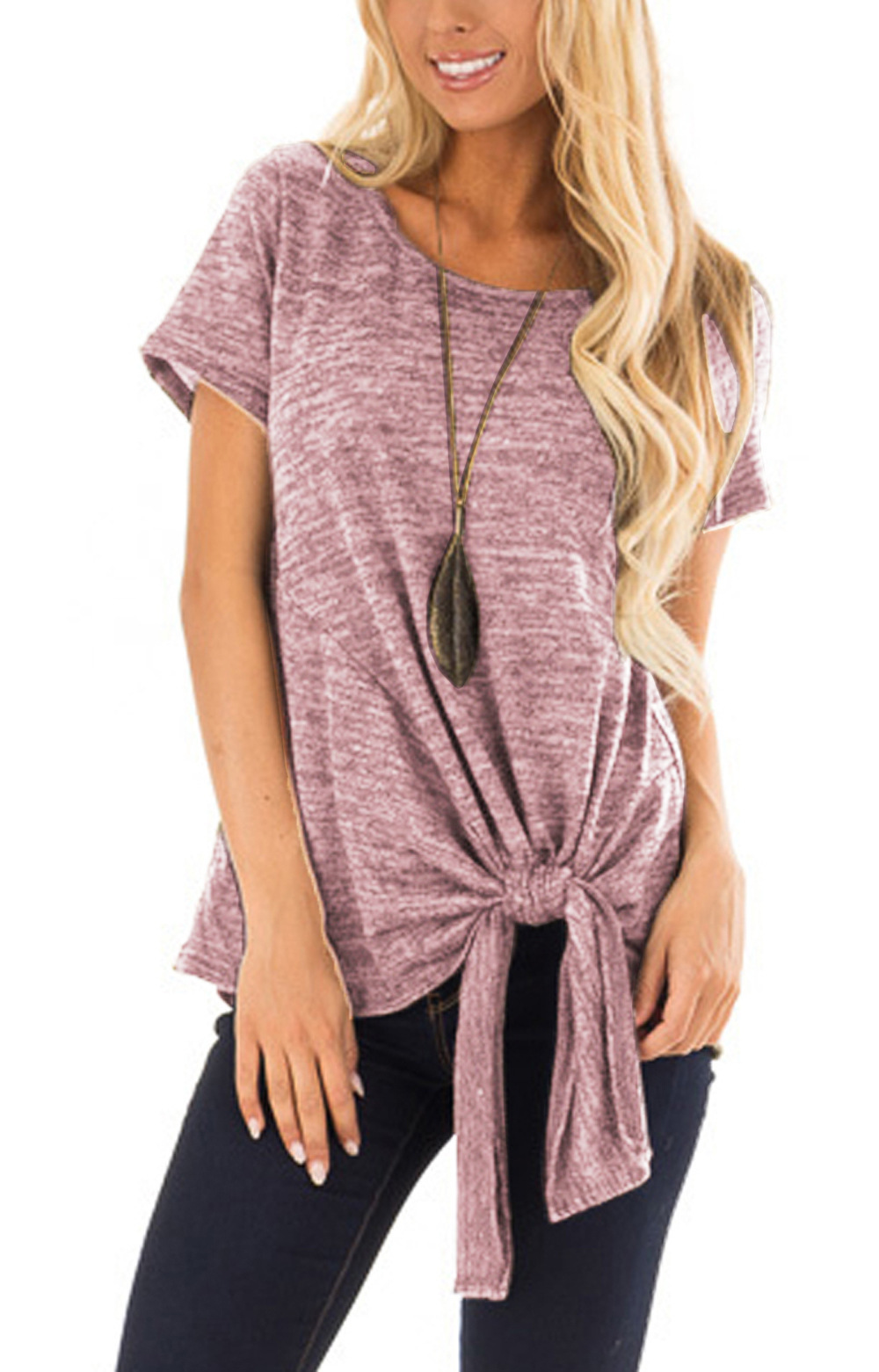 Twisted Knot T Shirt Irregular Short Sleeve Casual Style Summer Wear Wholesale Available fast shipping