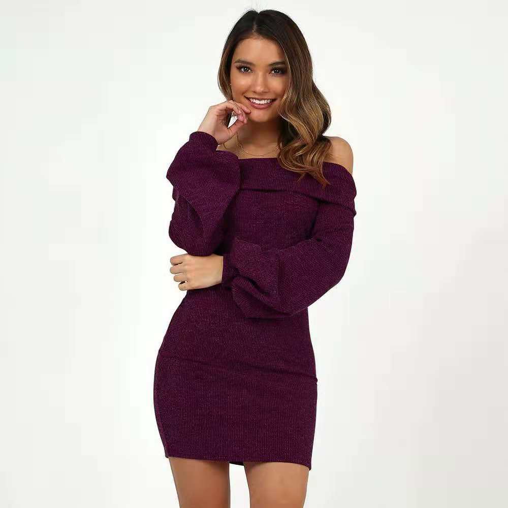 Off Shoulder Lantern Sleeve Dress Sexy Backless Design Available in 6 Colors Wholesale Supply low MOQ