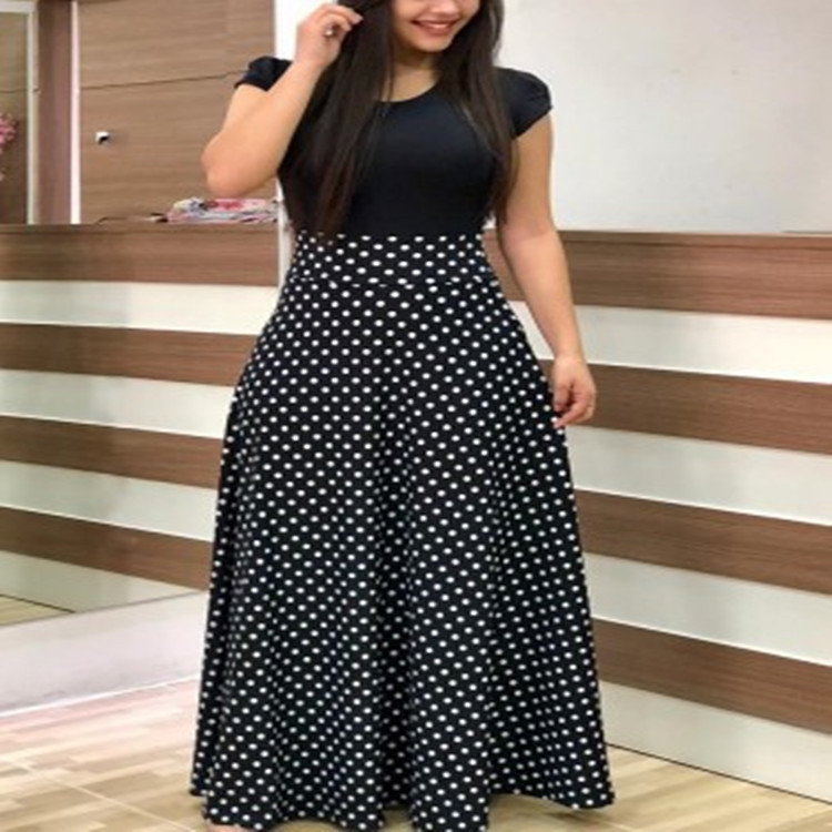 Floral Print Color Block Long Sleeve Maxi Dress Elegant Design Comfortable Fabric Perfect for Spring Summer Wholesale