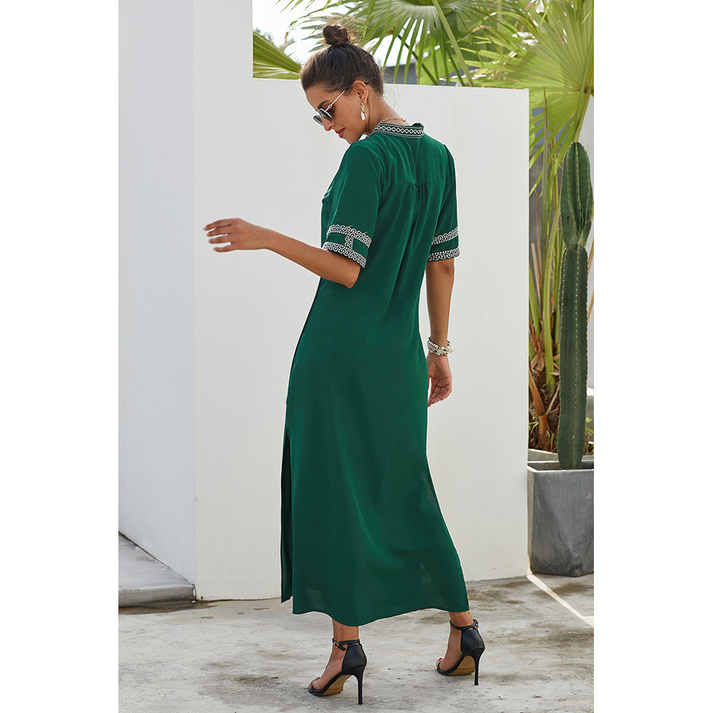 Asymmetrical Floral Maxi Dress V Neck Short Sleeve Summer Style Wholesale Available custom packaging