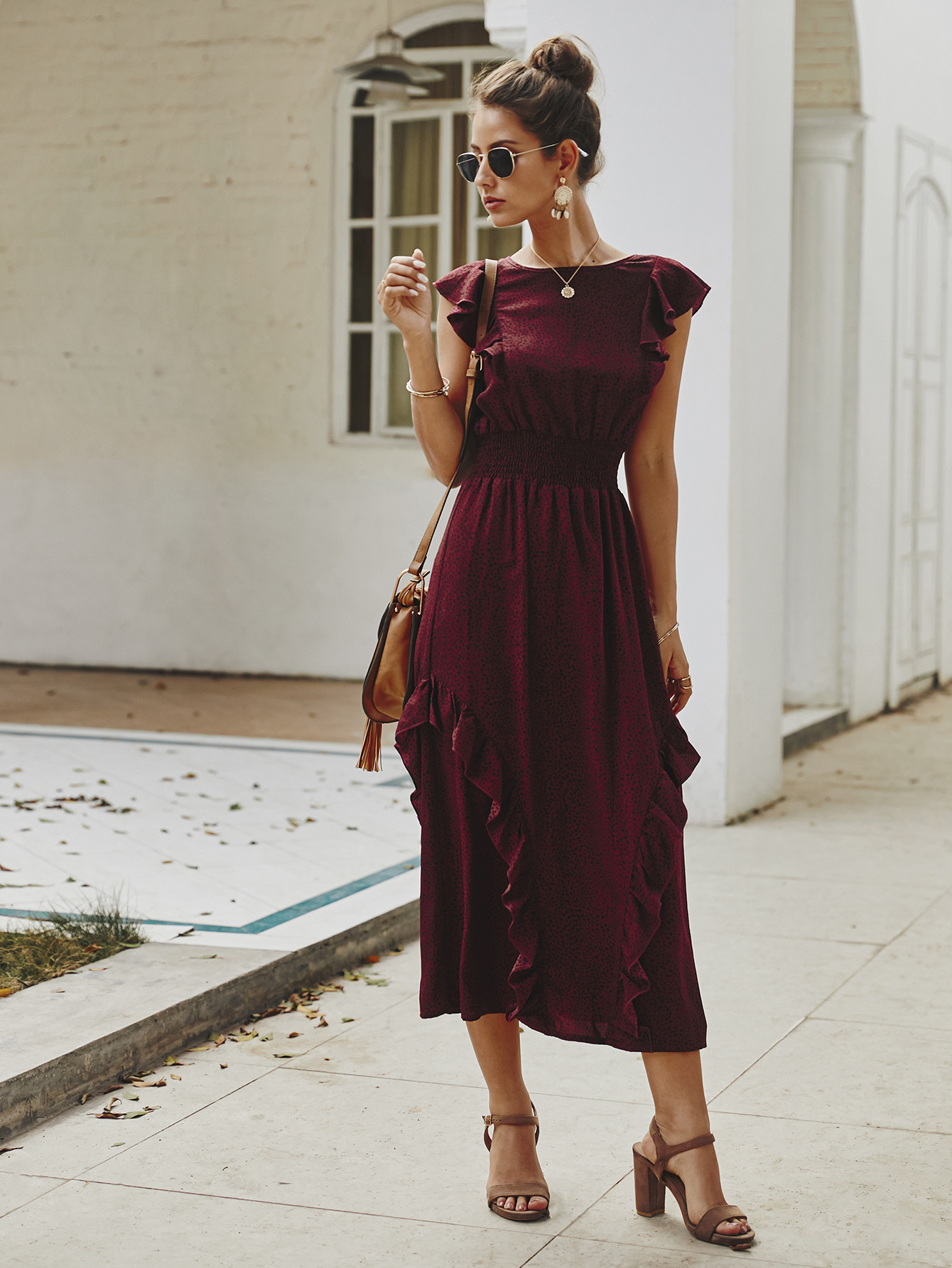 Ruffle Hem Dress Elegant Design Lightweight Fabric Spring Summer Style Wholesale Available custom packaging