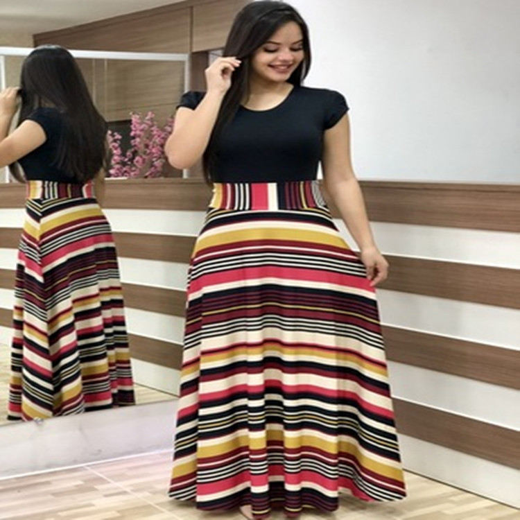 Floral Print Color Block Long Sleeve Maxi Dress Elegant Design Comfortable Fabric Perfect for Spring Summer Wholesale