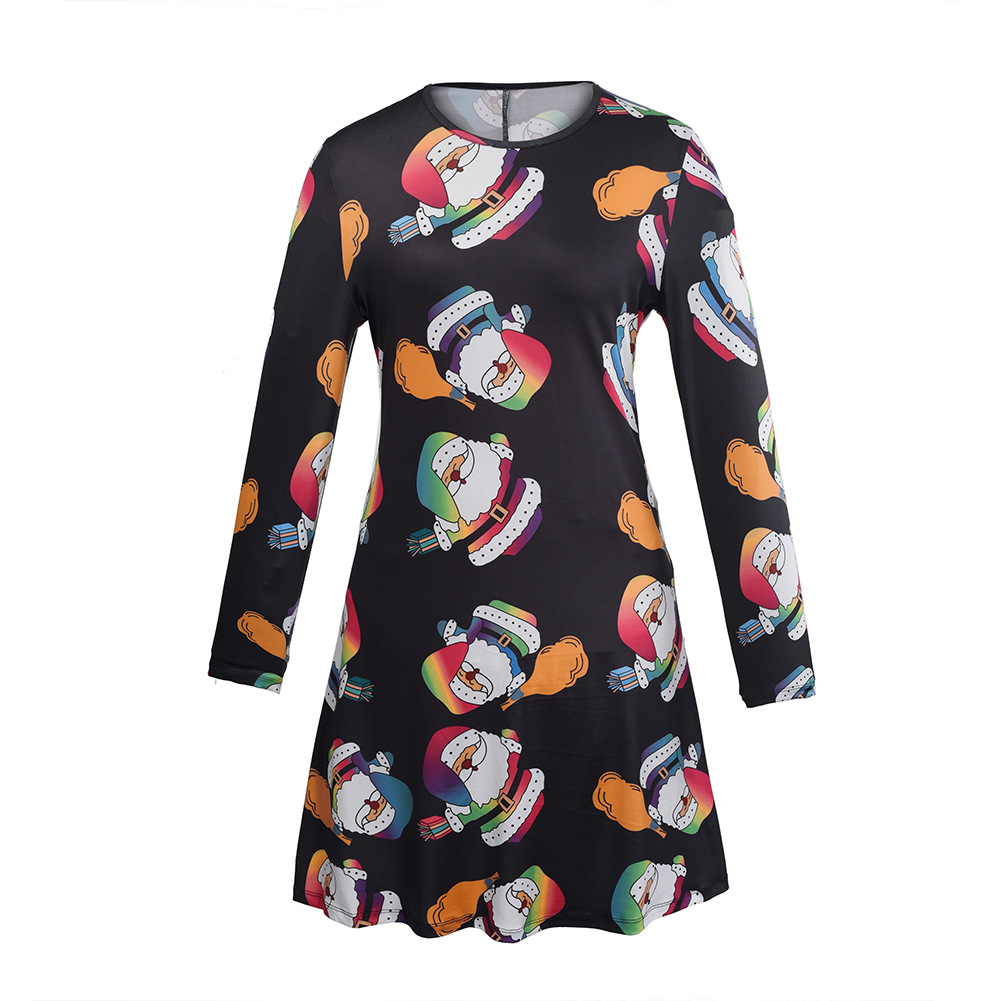 Christmas Dress Womens Autumn Winter Style Santa Print Casual Fit Comfortable Fabric Wholesale Available