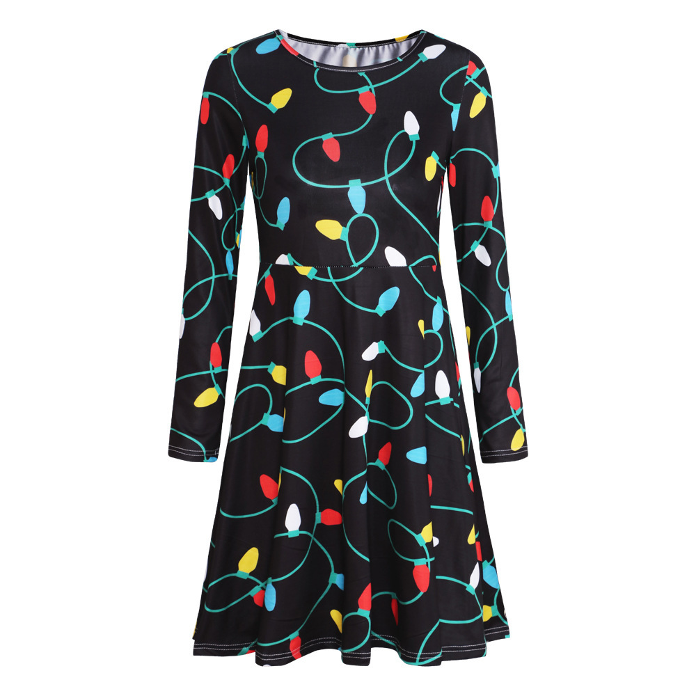 Womens Long Sleeve Printed Dress Autumn Winter Collection Christmas Theme Stylish Design Wholesale Available