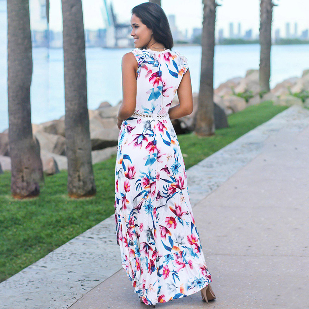 Sleeveless Floral Dress Milk Silk Fabric Fashionable Design Spring Summer Style Wholesale Available