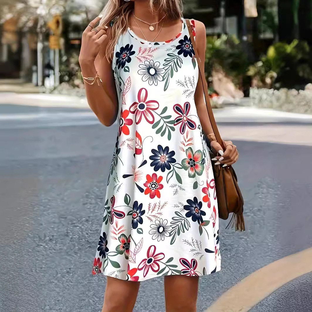 Floral Print Maxi Dress for Women Sleeveless Casual Style Comfortable Fit Perfect for Summer Outings Wholesale