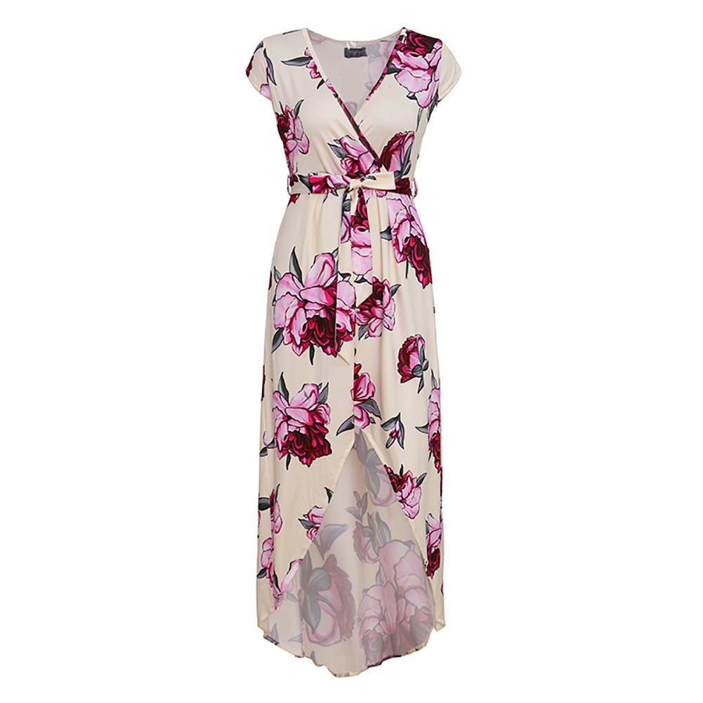 Summer Womens Dress Short Sleeve V Neck Floral Print Casual or Beachwear Wholesale Available