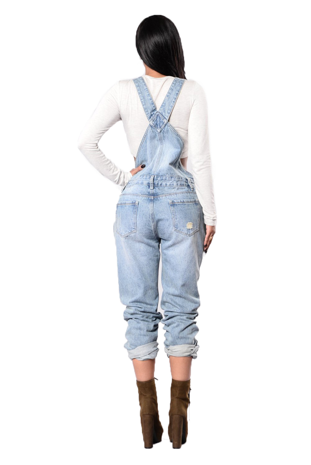 Light Blue Distressed Denim Overalls Casual Style Adjustable Straps Comfortable Fit Perfect for Summer Outings