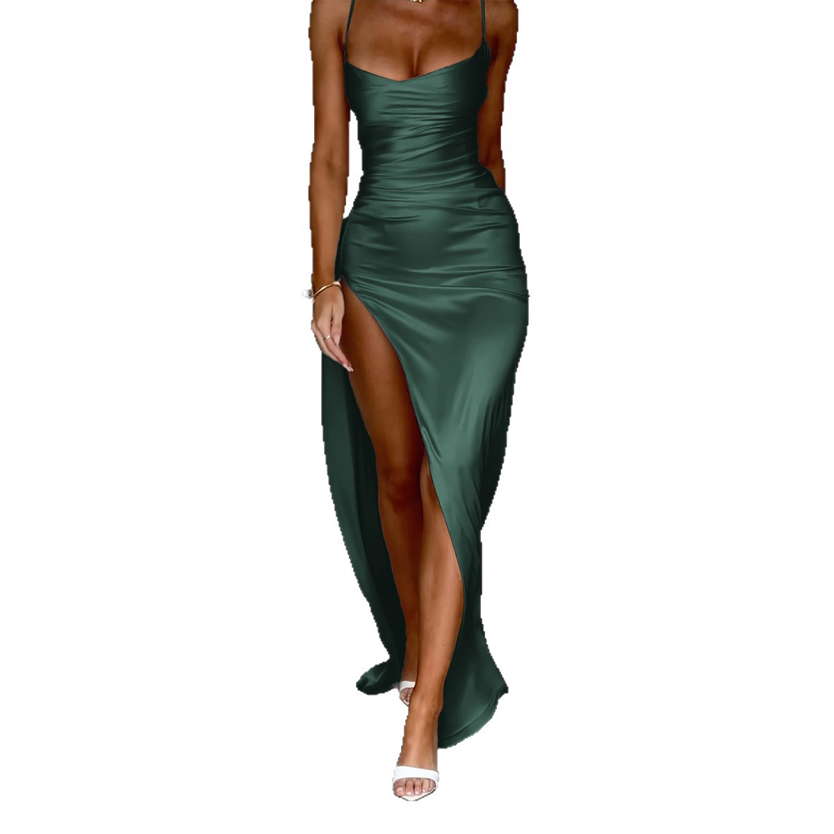 Elegant Evening Dress Spaghetti Strap Long Dress for Women Autumn