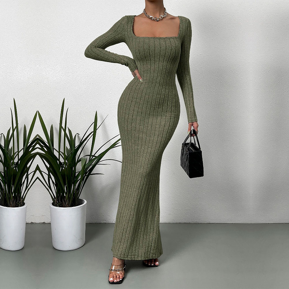 Women's Slim Fit Square-Neck Maxi Dress