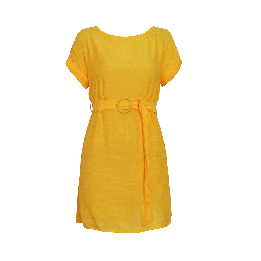 Summer Womens Midi Dress High Waist Round Neck Elegant Style Perfect for Casual Outings Wholesale Available