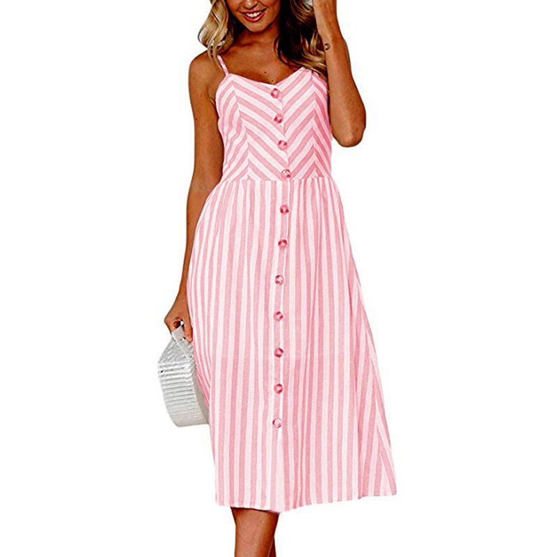 Sunflower Pineapple Print Button Back Sexy Slip Dress 36 Colors 6 Sizes Lightweight Fabric Summer Casual Wear