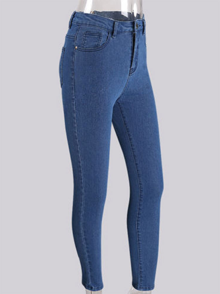 Womens High Waisted Denim Leggings Zipper Detail Butt Lifting Stretch Fabric Casual Spring Wear Wholesale Available