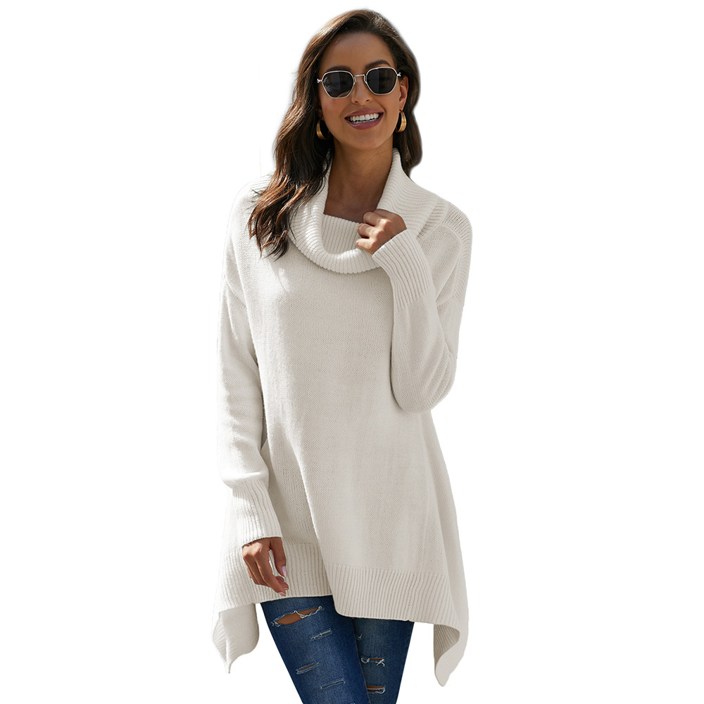 Womens Thick High Neck Sweater Warm Knitted Pullover Long Sleeve Solid Color Casual Autumn Winter Wear Wholesale