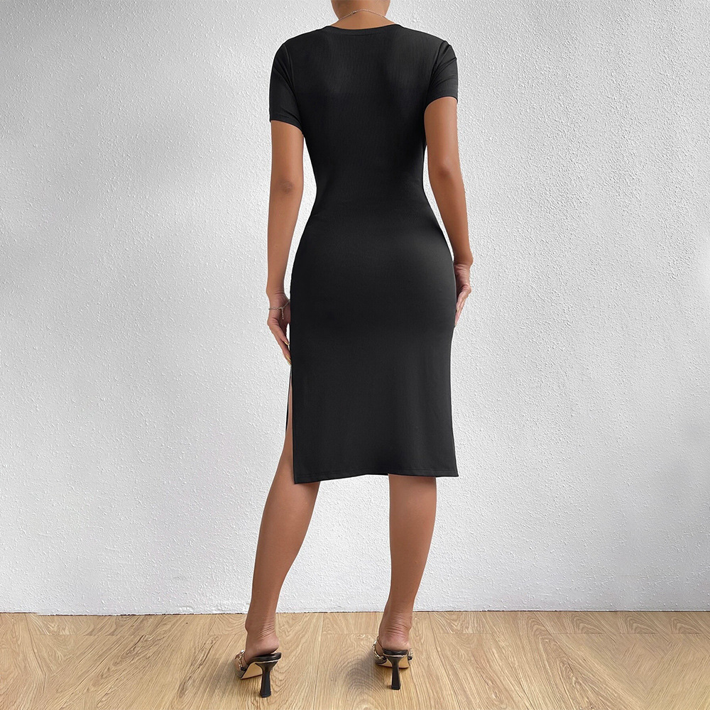 New European and American Style Knitted Slim Fit Sexy Side Slit Waist Slimming Hip Skirt