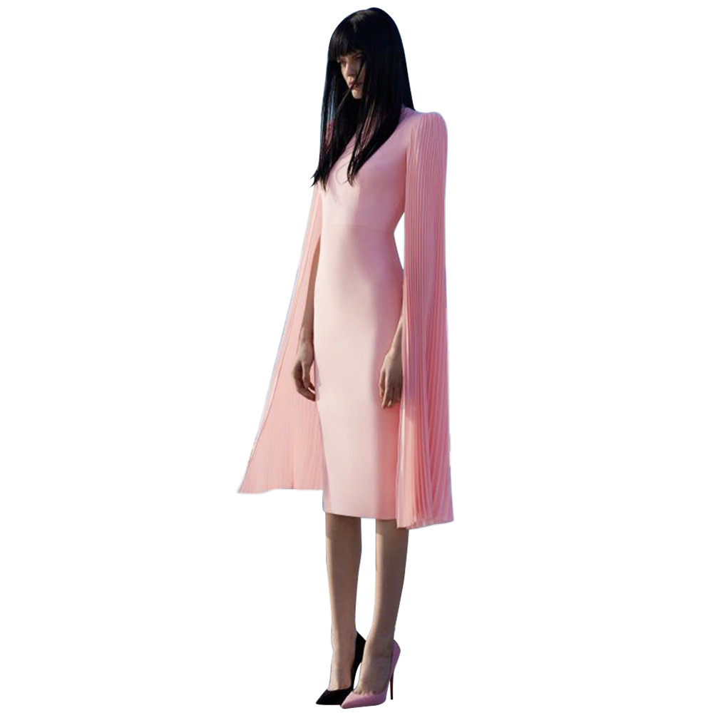 Solid Color Bodycon Pencil Dress Ruched Cape Elegant Queen Style Perfect for Parties and Evening Events Wholesale