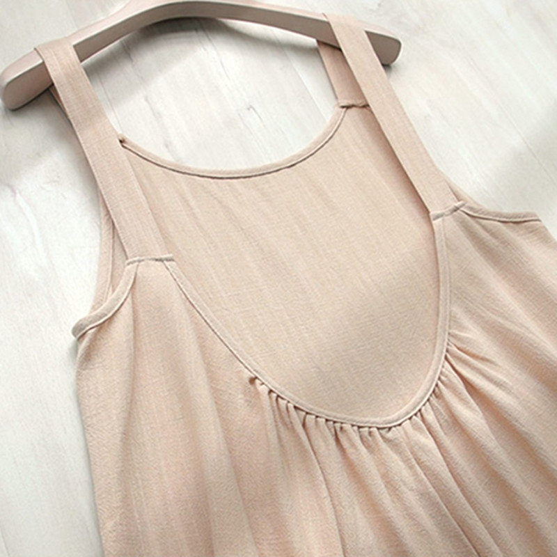 Plus Size Womens Summer Dress Loose Fit Cotton Linen Blend Spaghetti Straps Long Length Casual Wear Wholesale