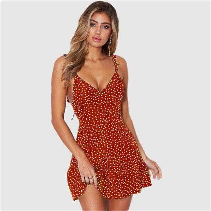 Polka Dot Back Tie Dress Elegant Design Comfortable Fit Versatile Style Perfect for Parties and Casual Outings